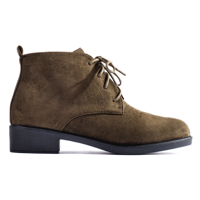 Stivaletti stringati Shelovet in pelle scamosciata verde