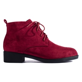 Stivaletti stringati Shelovet in camoscio bordeaux rosso