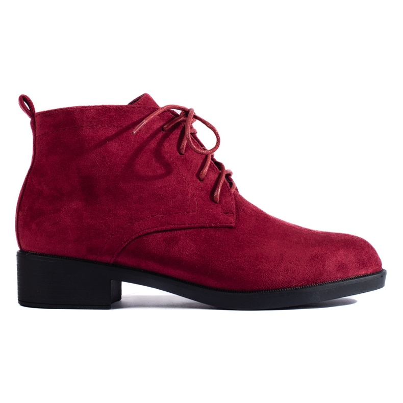 Stivaletti stringati Shelovet in camoscio bordeaux rosso