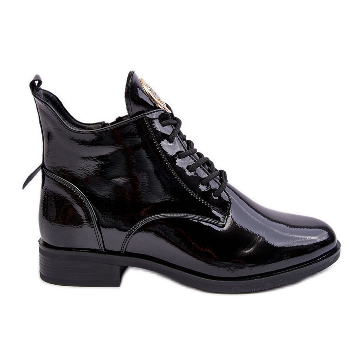 PH2 Scarpe da donna in vernice con decorazione, Attiame Nero