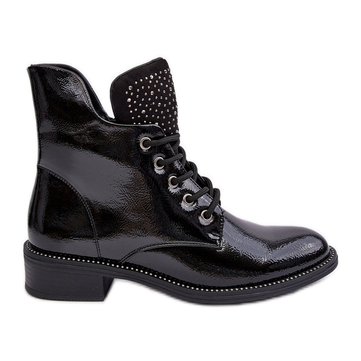 PS1 Stivaletti bassi da donna Hattia in vernice nera decorata nero