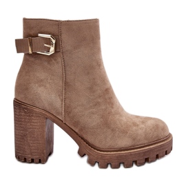 PS1 Stivaletti Da Donna In Camoscio Con Decorazione Menoria Beige