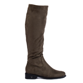 Stivali da donna Shelovet in camoscio verde scuro