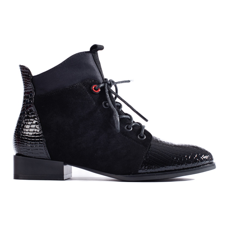 Stivaletti stringati Shelovet in pelle scamosciata nera nero