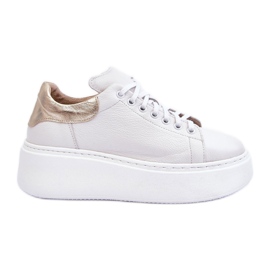 Scarpe Sportive da Donna in Pelle con Plateau Bianche Lemar 10150 bianca