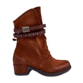 PS1 Stivaletti Con Tacco Basso Da Donna Con Cinturini Cammello Thelereia marrone