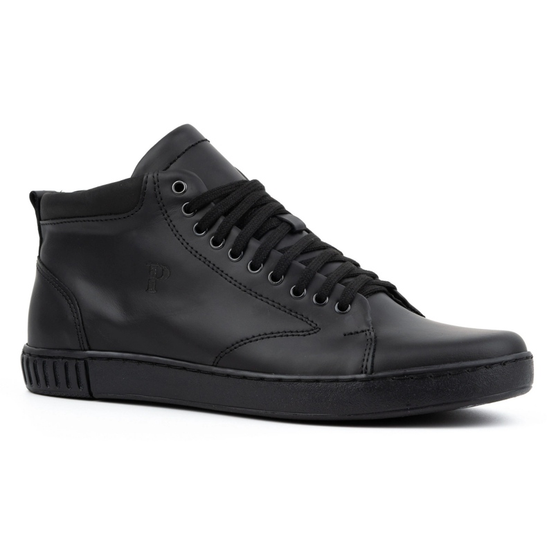 Polbut Scarpe da ginnastica da uomo in pelle, non isolate, 2108, nere nero