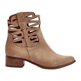 Lewski Shoes Stivali in pelle da donna traforati Beige Lewski 3329