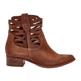 Lewski Shoes Stivali in Pelle da Donna Traforati Marrone Lewski 3329