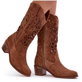 Lewski Shoes Stivali da cowboy traforati in pelle scamosciata Marrone Lewski 3320
