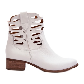 Lewski Shoes Stivali in pelle da donna traforati bianchi Lewski 3329 bianca