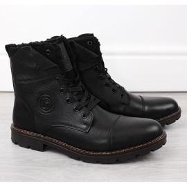 Stivaletti in pelle scarpe da uomo isolate con lana, nero Rieker 32133-00