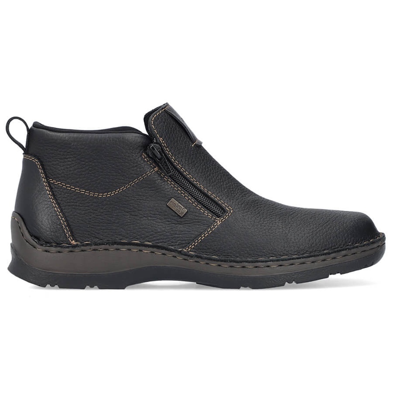 Stivaletti isolanti in pelle da uomo con cerniere, neri Rieker 05398-00 nero