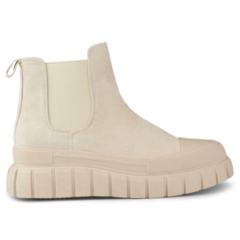 Stivaletti Chelsea sportivi da donna di colore beige chiaro