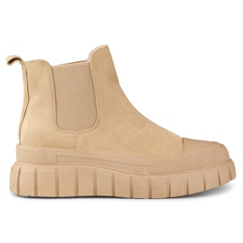 Stivaletti Chelsea sportivi da donna beige scuro