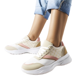 Inna Sneakers beige e bianche con un accento duffy dorato