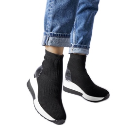 Sneakers in tessuto nero con zeppa Casgio