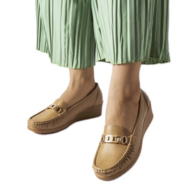 Mocassini marroni con zeppa e fibbia di Lerino beige