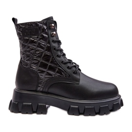 Stivali da lavoro in pelle con tacco piatto GOE MM2N4021 Nero