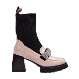 Stivali Da Donna Con Calzino Tacco Alto Beige S.Barski MR870-41
