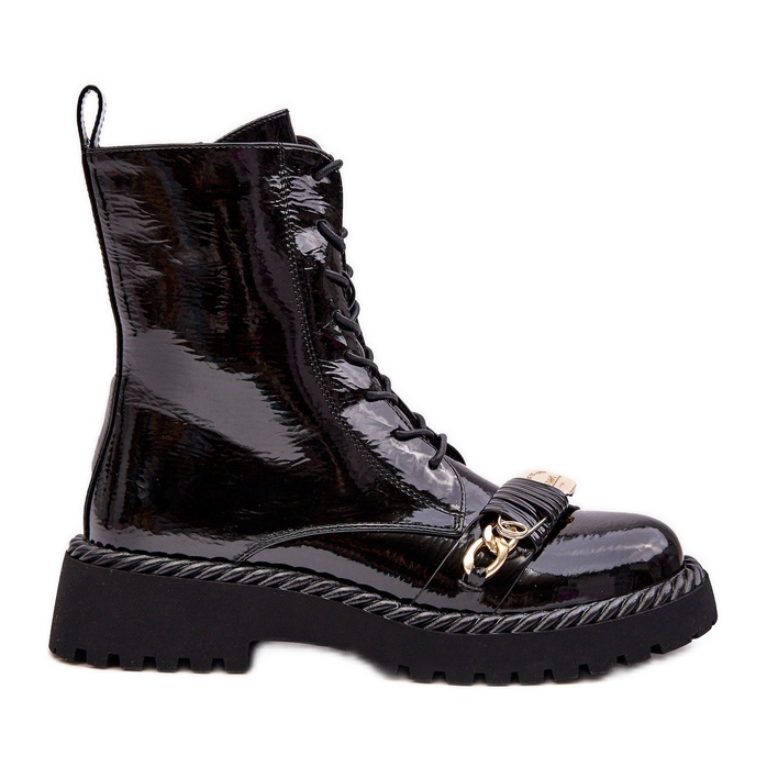 Stivaletti da donna in vernice con decorazione neri S.Barski MR870-67 nero