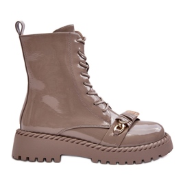 Stivaletti da donna in vernice con decorazione Beige S.Barski MR870-67