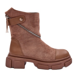 PS1 Stivaletti in pelle scamosciata da donna alla moda, beige scuro, Kandell