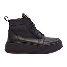 Stivaletti Stringati Con Decorazione In Pelle, Nero Nicole 2833