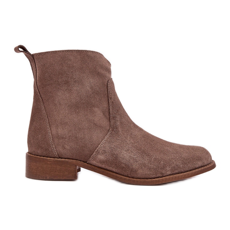 Stivaletti da Donna in Camoscio con Cerniera, Beige Scuro Nicole 2829