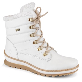 Stivaletti da donna in pelle impermeabili isolati con lana, bianco Remonte R8480-80