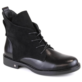 Stivali da donna con tacco piatto con Potocki nero isolante SZ12080