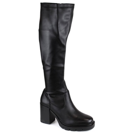 Stivali elastici da donna con tacco alto e plateau, neri Potocki SZ12246 nero