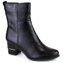 Stivaletti da donna isolati neri Jezzi ASA125A-5 con tacco decorativo nero
