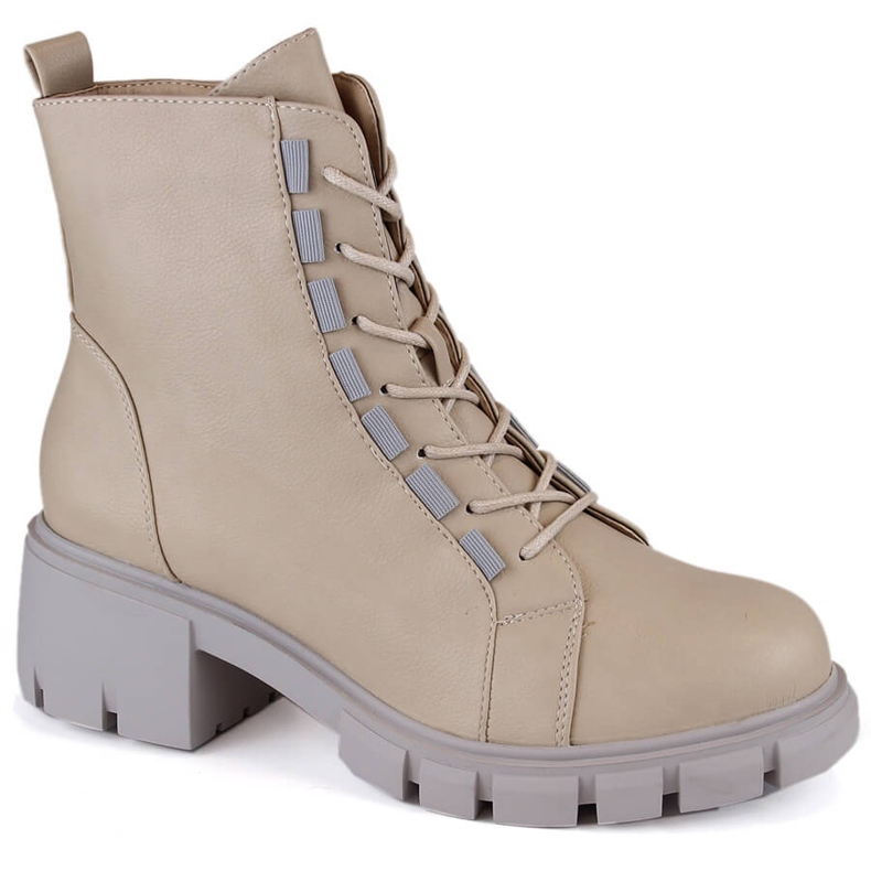 Stivali isolanti con lacci e cerniera da donna, beige Jezzi RMR2038-39