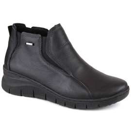 Comodi stivali con zeppa in pelle da donna isolanti, Helios 552 neri nero