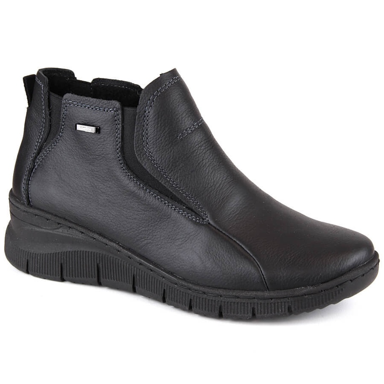 Comodi stivali con zeppa in pelle da donna isolanti, Helios 552 neri nero