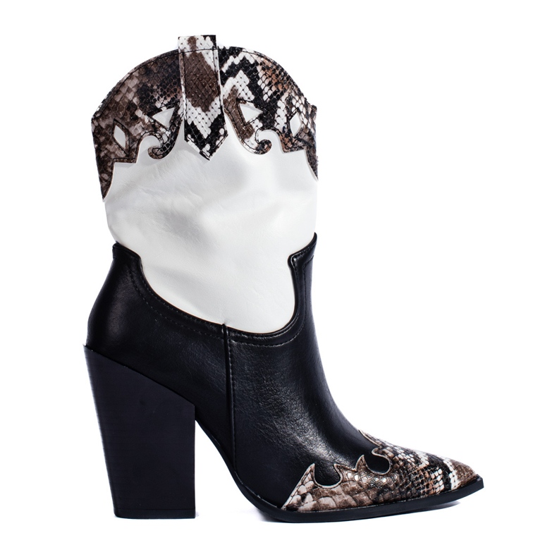 Stivali da cowboy Shelovet da donna in bianco e nero