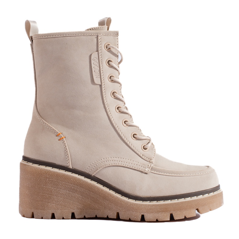 Goodin Stivaletti con zeppa stringati Shelovet beige