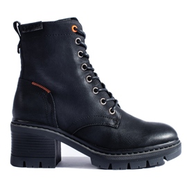 Stivaletti stringati Shelovet neri con tacco largo nero