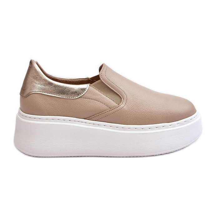 Scarpe sportive in pelle da donna Lemar Manish beige sulla piattaforma