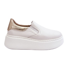 Scarpe Sportive da Donna in Pelle con Plateau, Bianco Lemar Manish