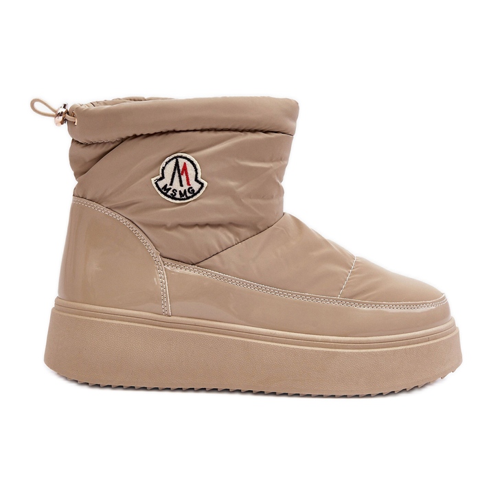 Stivali da neve slip-on da donna Gattea beige su piattaforma