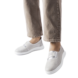 Sneaker Ethels in pelle traforata color argento d'argento