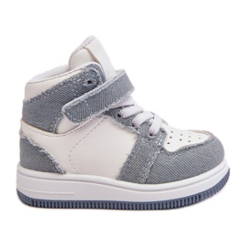 Scarpe sportive da bambino in jeans blu e bianche Milara