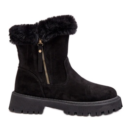 PE1 Stivaletti Da Donna In Camoscio Con Pelliccia, Colore Nero Hasiva