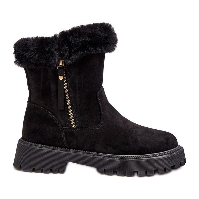 PE1 Stivaletti Da Donna In Camoscio Con Pelliccia, Colore Nero Hasiva