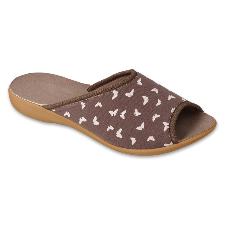 Pantofole da donna Befado con farfalle, pu 254D152, marrone