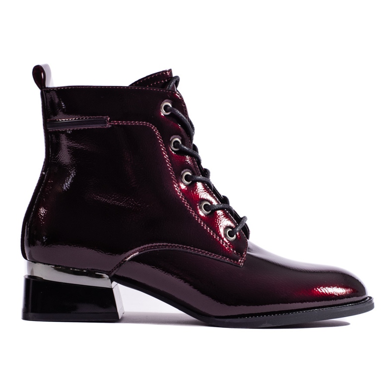 Stivaletti stringati Vinceza in vernice bordeaux rosso