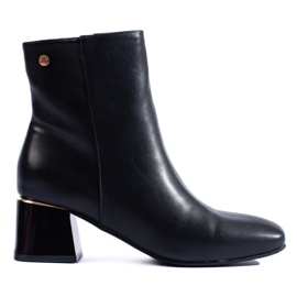 Eleganti stivaletti classici neri Shelovet con tacco alto nero