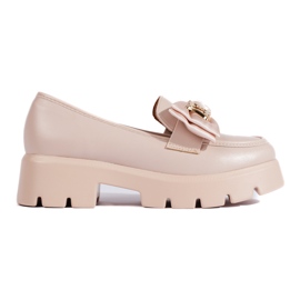 Mocassini Shelovet con perle e fiocco beige